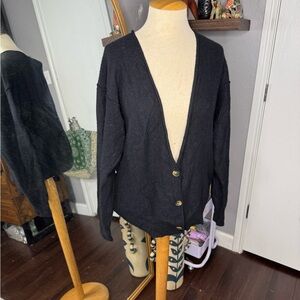 Free people Black Button-Up‎ Women's Cardigan